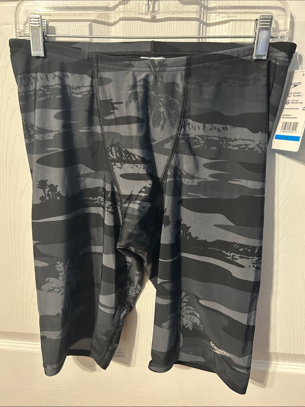 Speedo Men's Black/Grey Camo Beach Jammer Swim Shorts